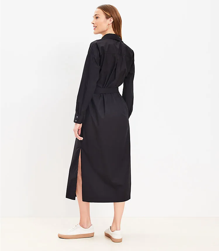 Belted Pocket Midi Shirtdress