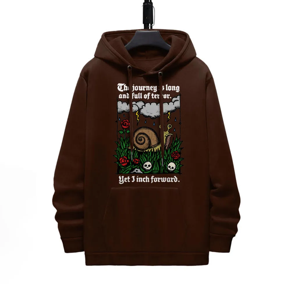 THE JOURNEY IS LONG PATTERN PRINTED HOODIE