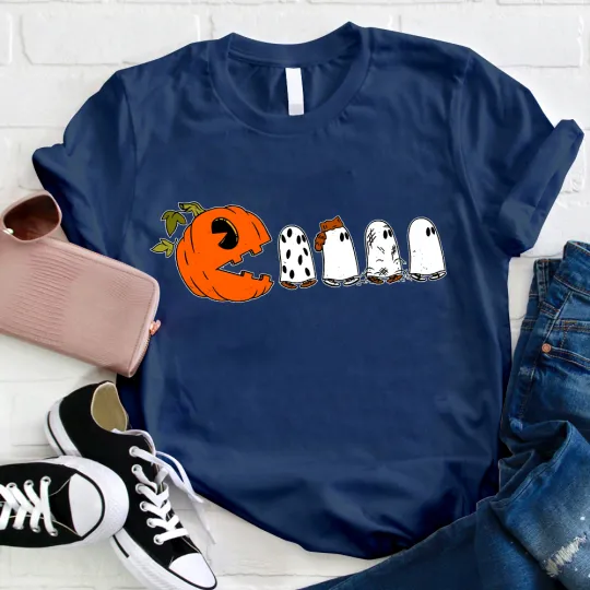 Pumpkin Ghost Pacman T-Shirt