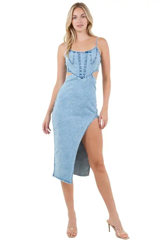 NASHVILLE DENIM MAXI DRESS