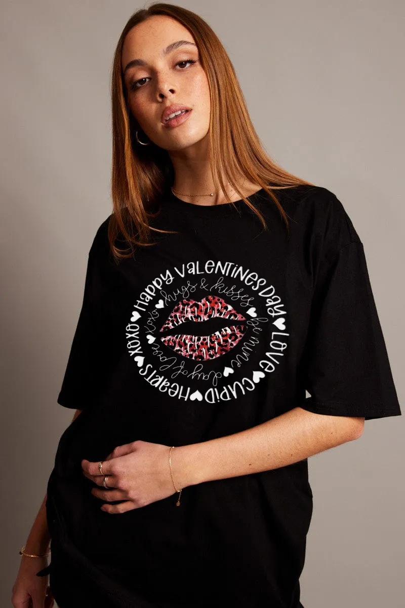 Women's Lipprint Love Letter Printed T-shirt