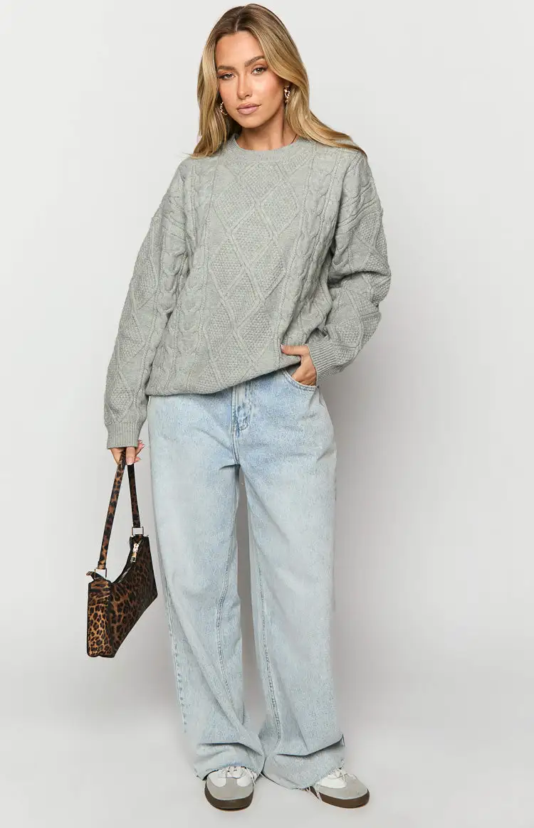 Hardy Grey Cable Knit Sweater