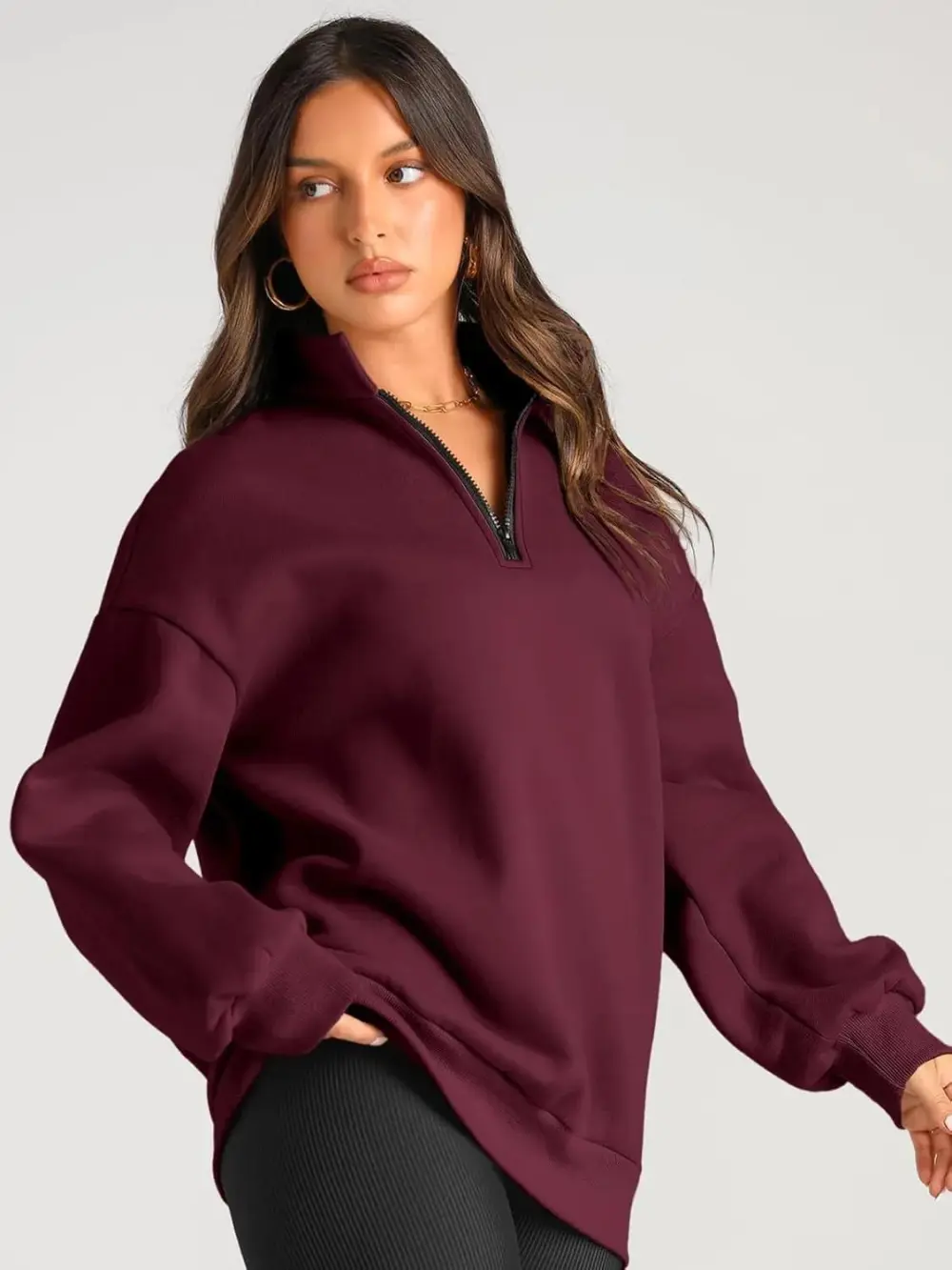 Oversized Sweatshirts Half Zip Pullover Long Sleeve