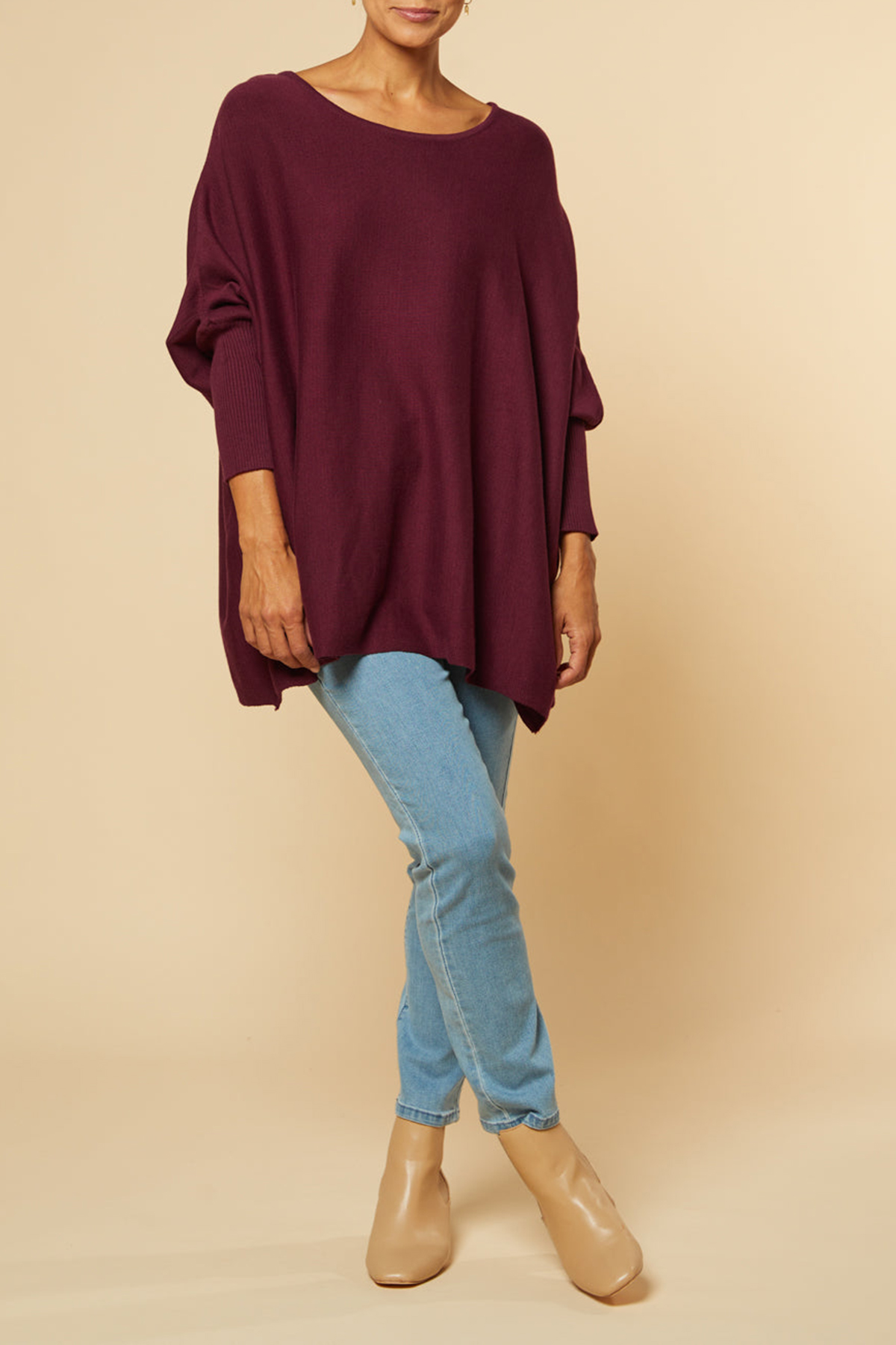 Mia Oversized Jumper In Plum