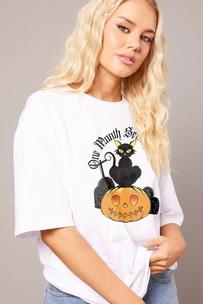 Women's Artistic Pumpkin Letter Combination Printed T-shirt