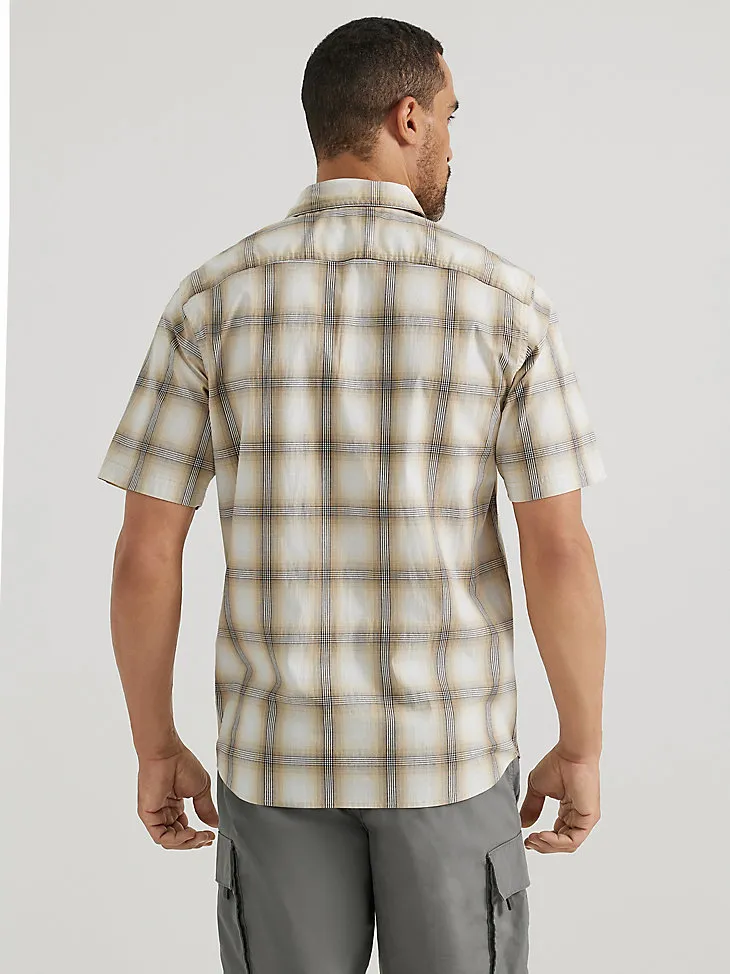 MEN'S RELAXED STRETCH POPLIN PLAID SHIRT IN PEARL BLUE