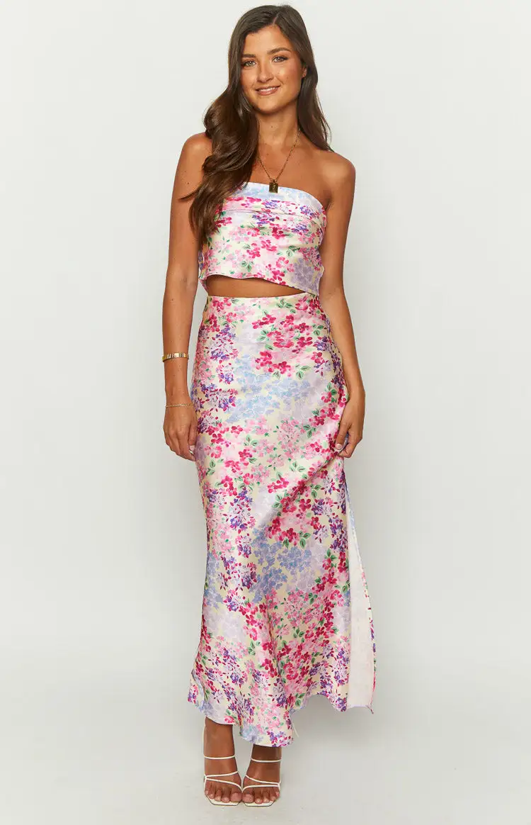 Genevieve Floral Print Maxi Skirt