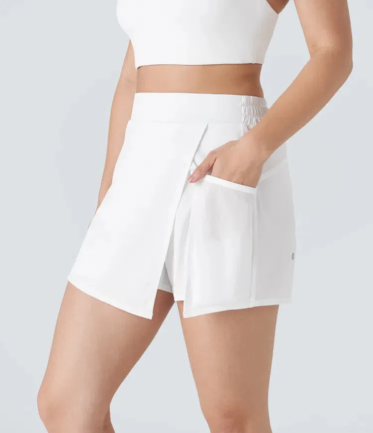 High Waisted Split Contrast Mesh Pocket Mini A Line Quick Dry Tennis Skorts