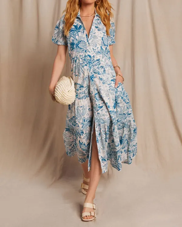 Elina Pocketed Floral Tiered Maxi Dress