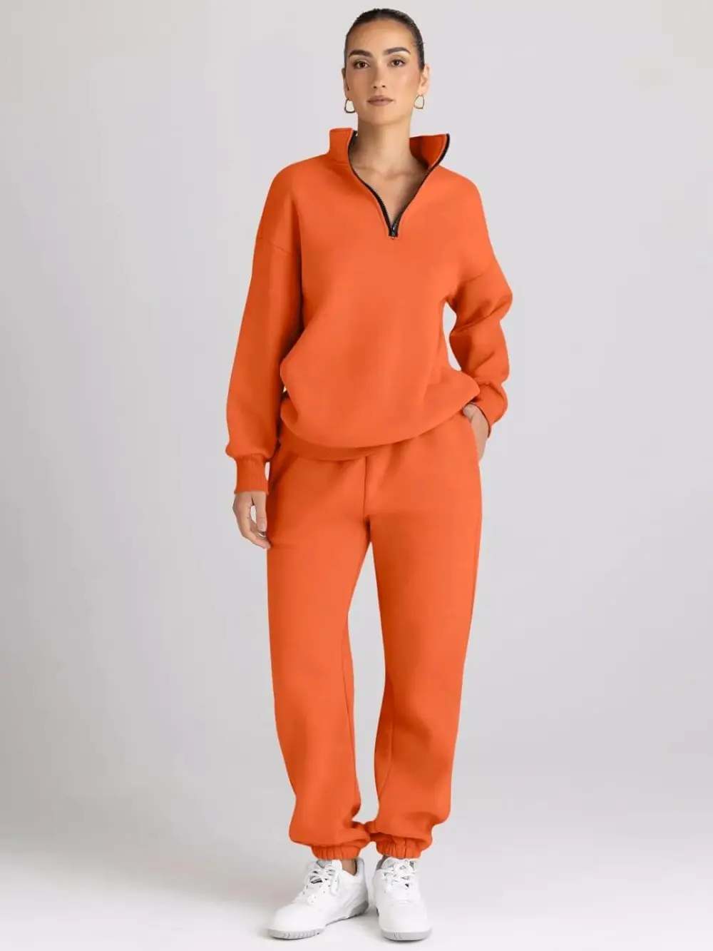 2 Piece Sweatsuits Long Sleeve Half Zip Pullover and Baggy Sweatpants