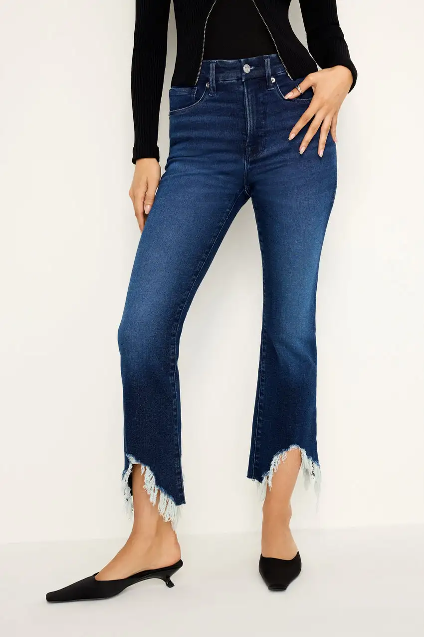 GOOD LEGS CROPPED MINI BOOT JEANS