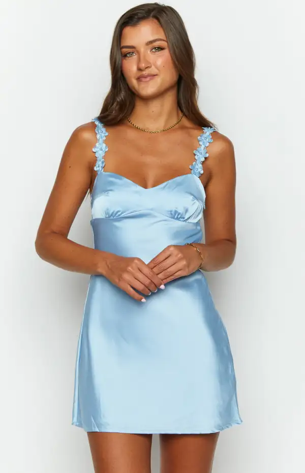 Marbelle Blue Satin Mini Dress