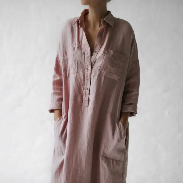 Shirt Dress In Dusty Pink