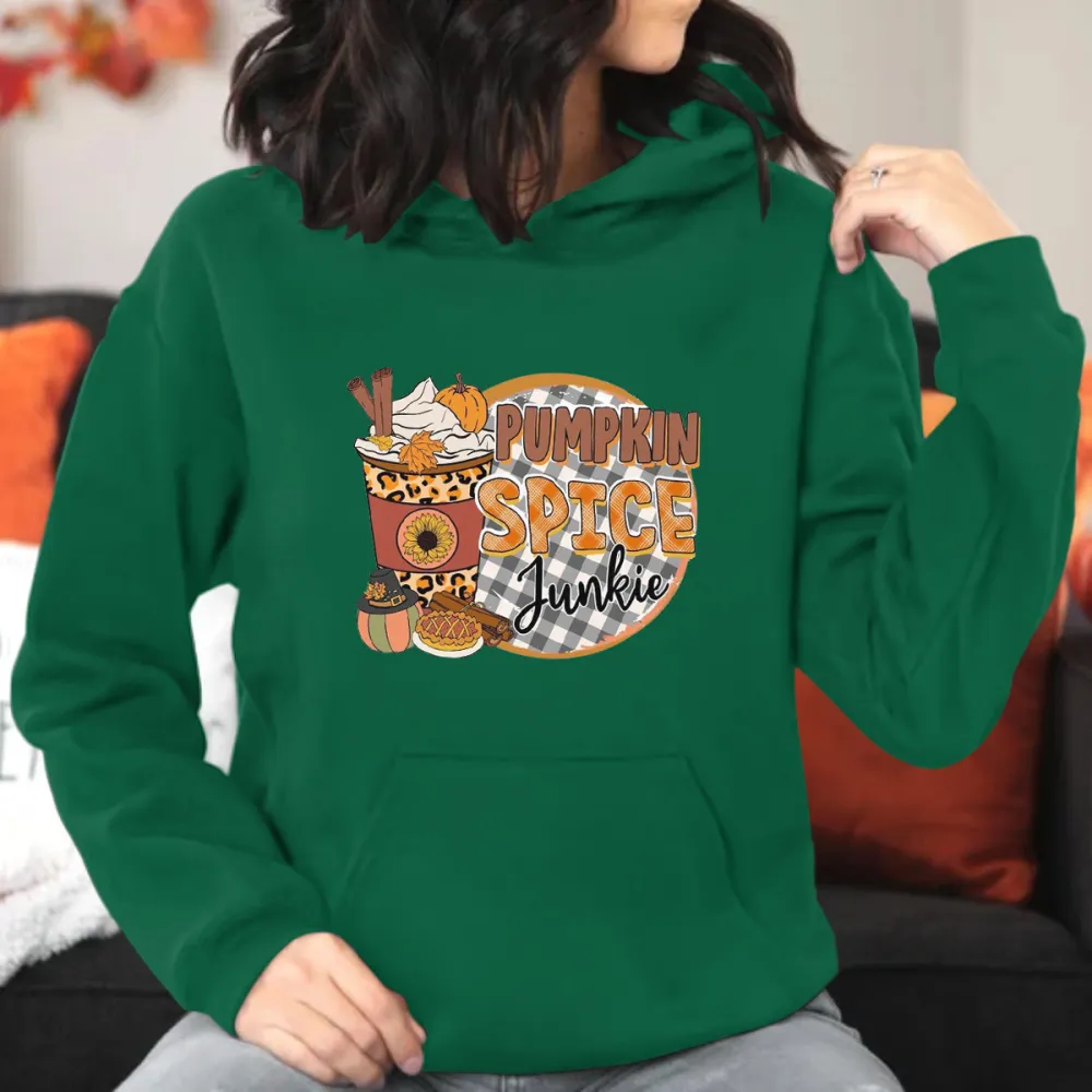 Pumpkin Spice Junkie Printed Hoodie