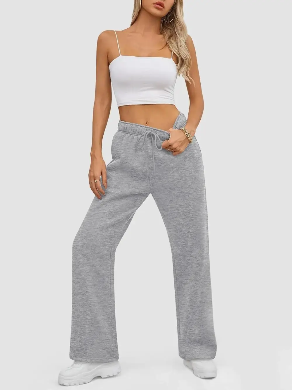 Baggy Sweatpant Fleece Lined Straight Leg Pants