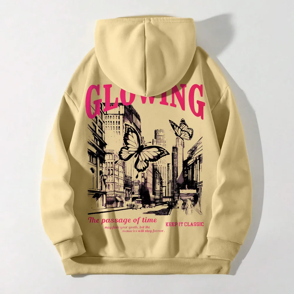 glowing Butterfly City women's fashion hoodie