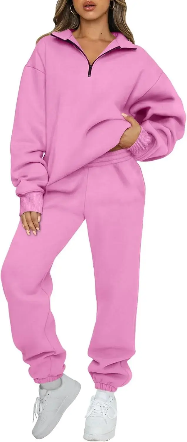 2 Piece Sweatsuits Long Sleeve Half Zip Pullover and Baggy Sweatpants