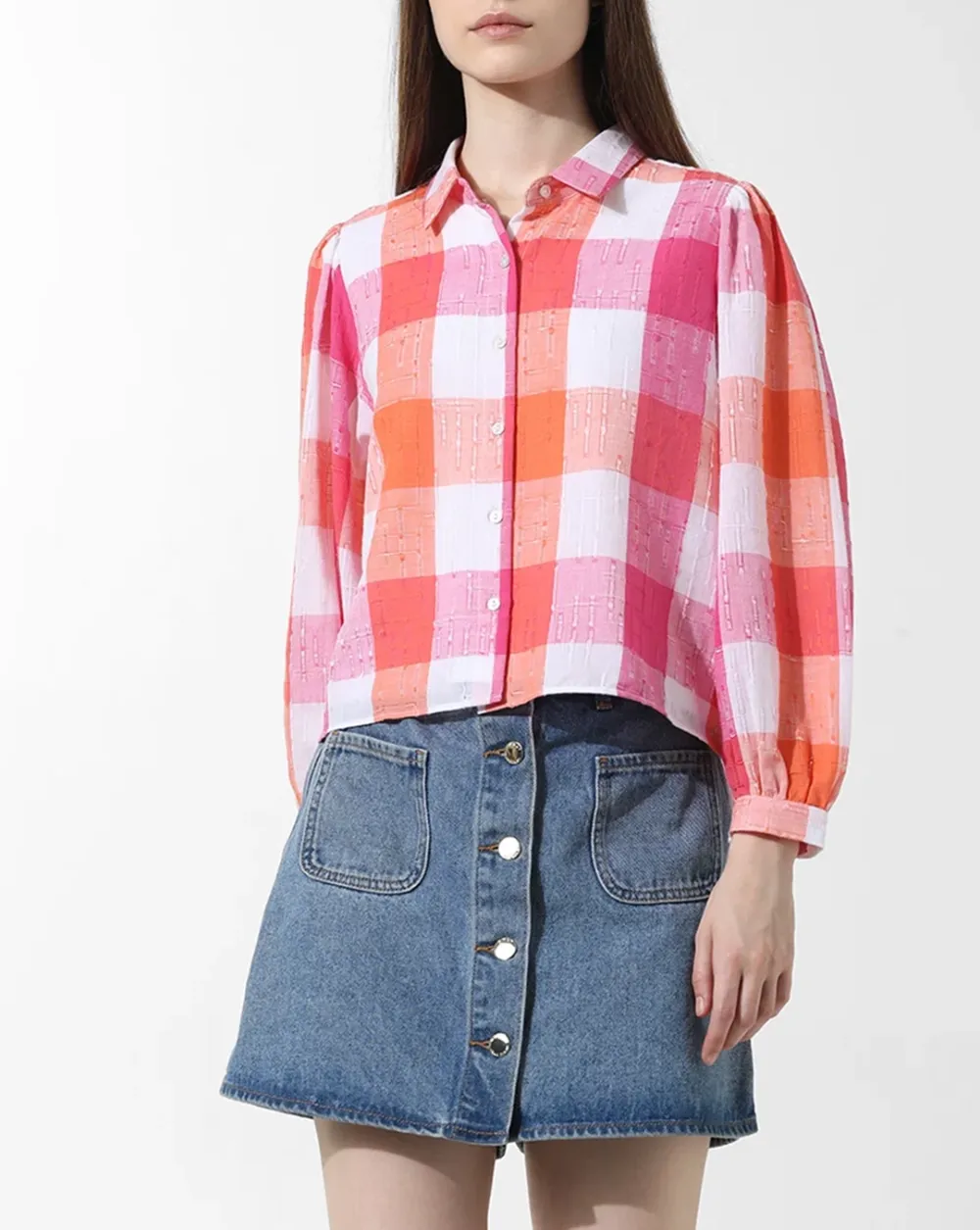 Pink Check Print Shirt