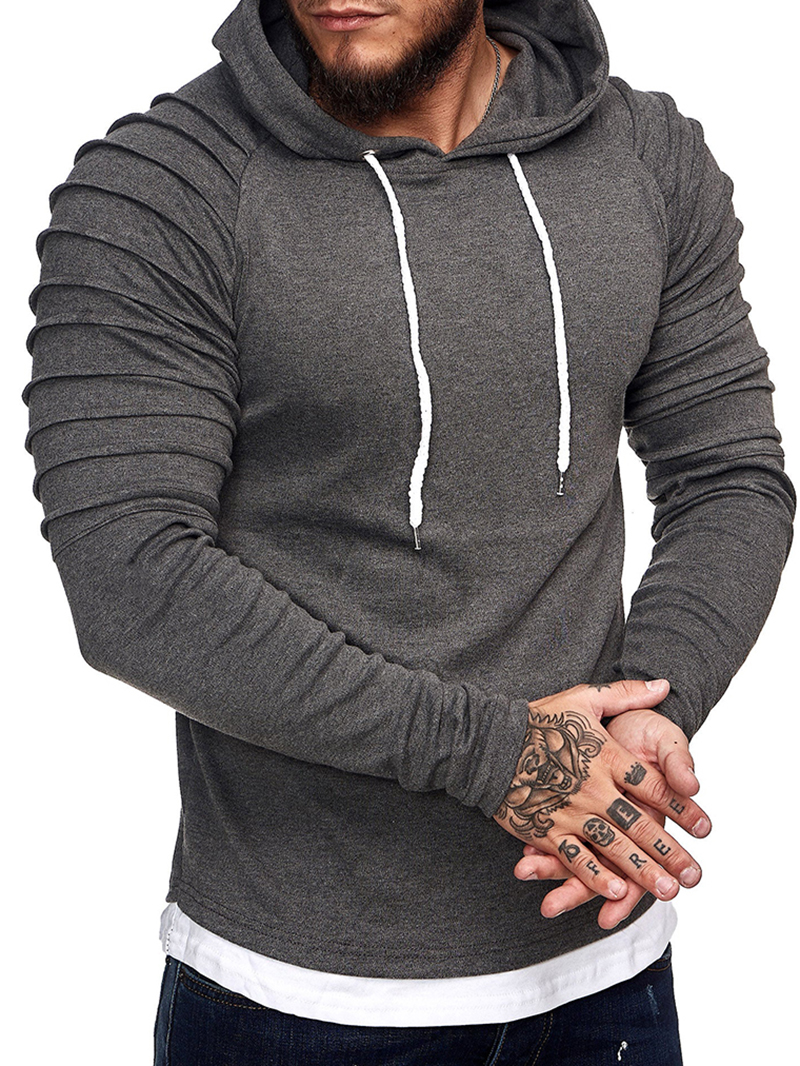 Men's gray ribbed hoodie