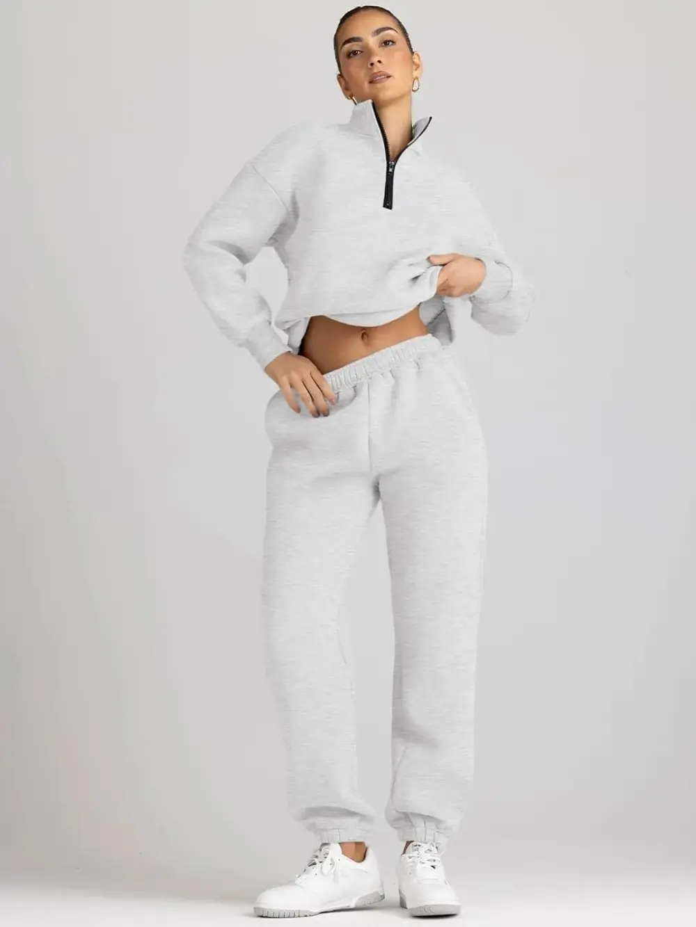 2 Piece Sweatsuits Long Sleeve Half Zip Pullover and Baggy Sweatpants