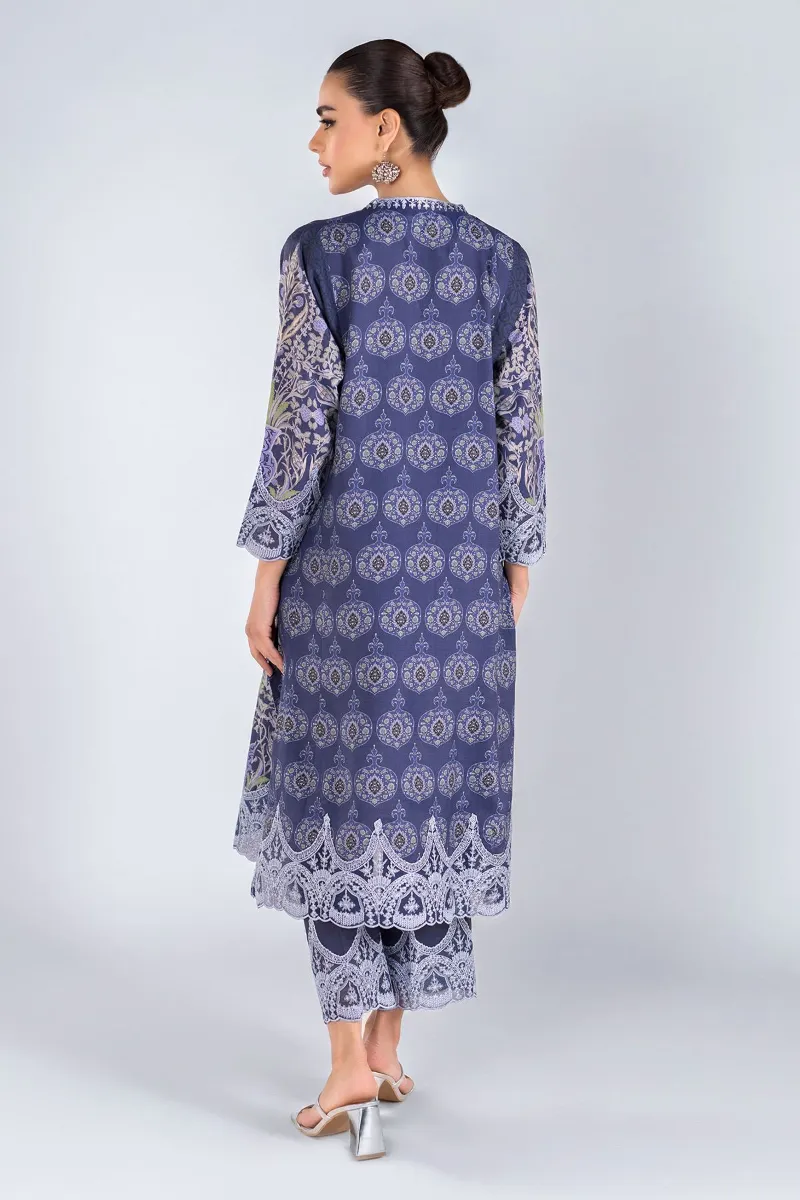 2 Piece Kurta | Embroidered & Pants Dark blue