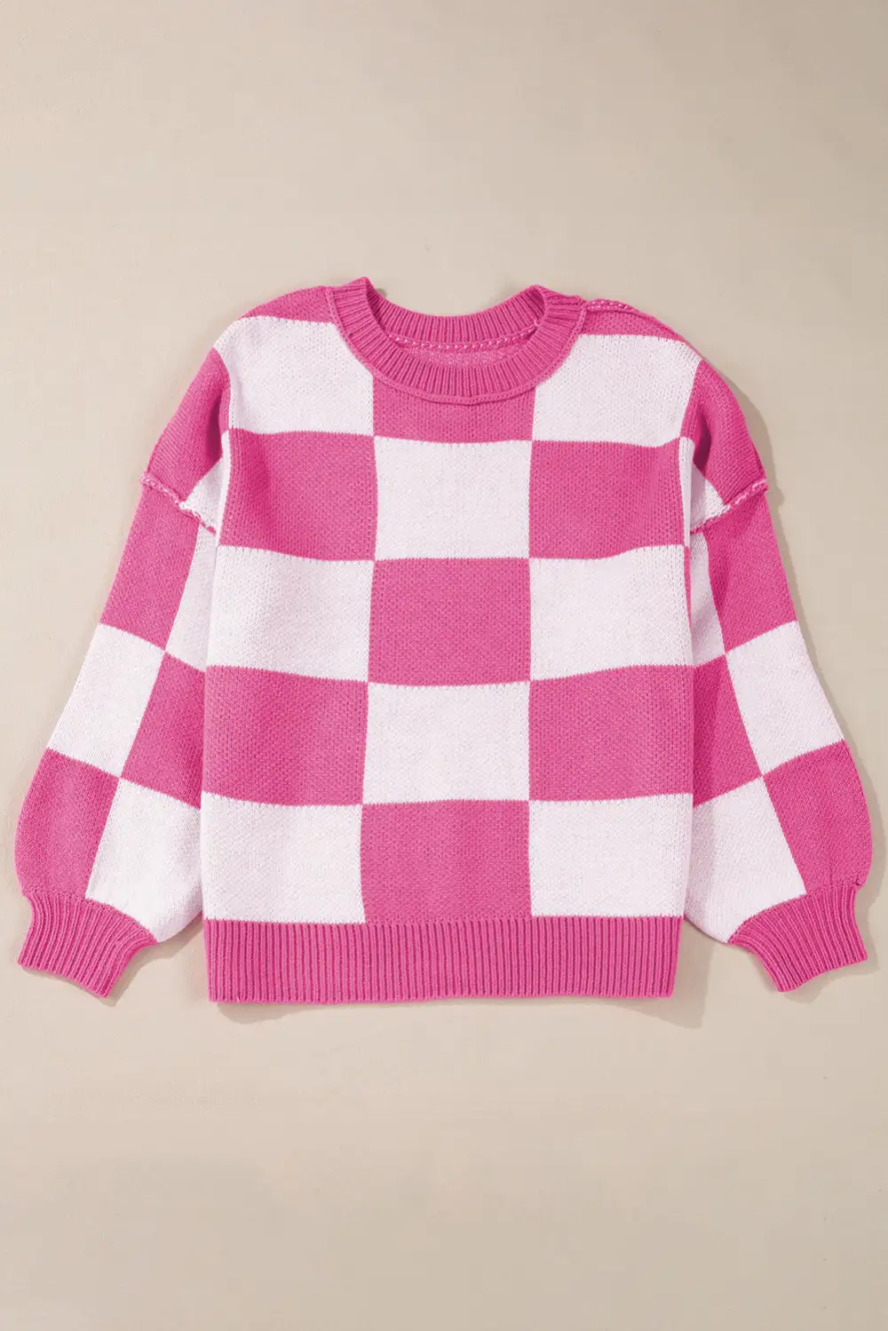 Checkered Bishop Sleeve Sweater