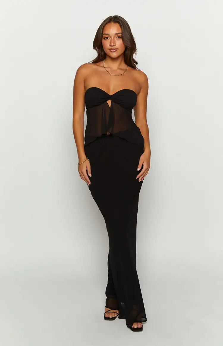 Jacqulin Black Strapless Top