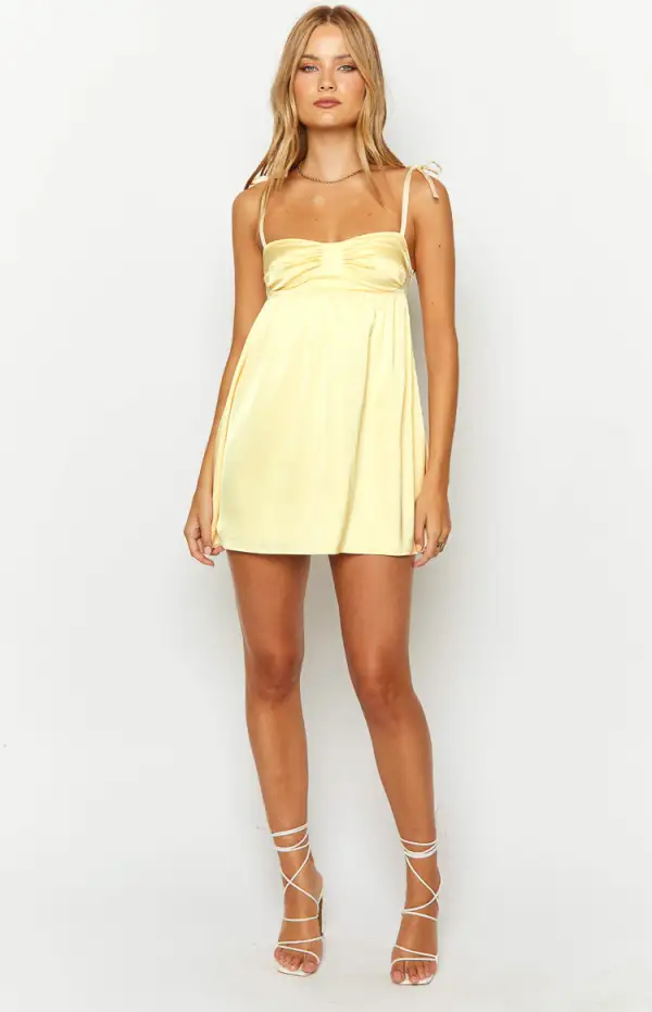 Sammie Yellow Satin Mini Dress