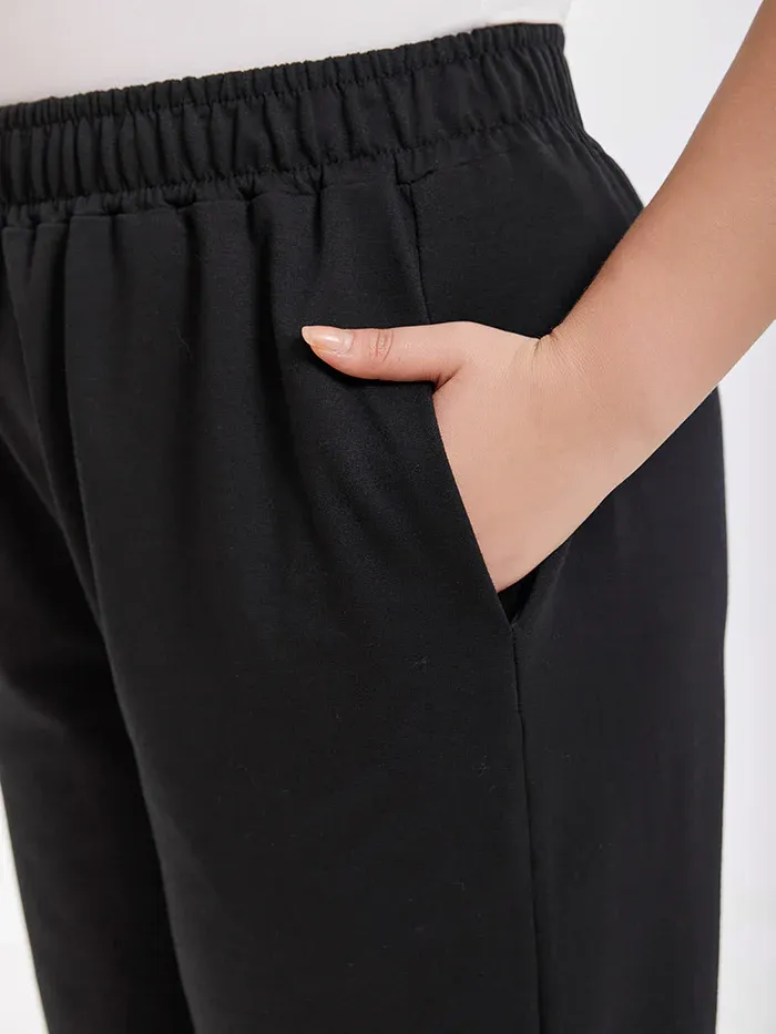 Elastic Waist Slant Pocket Pants