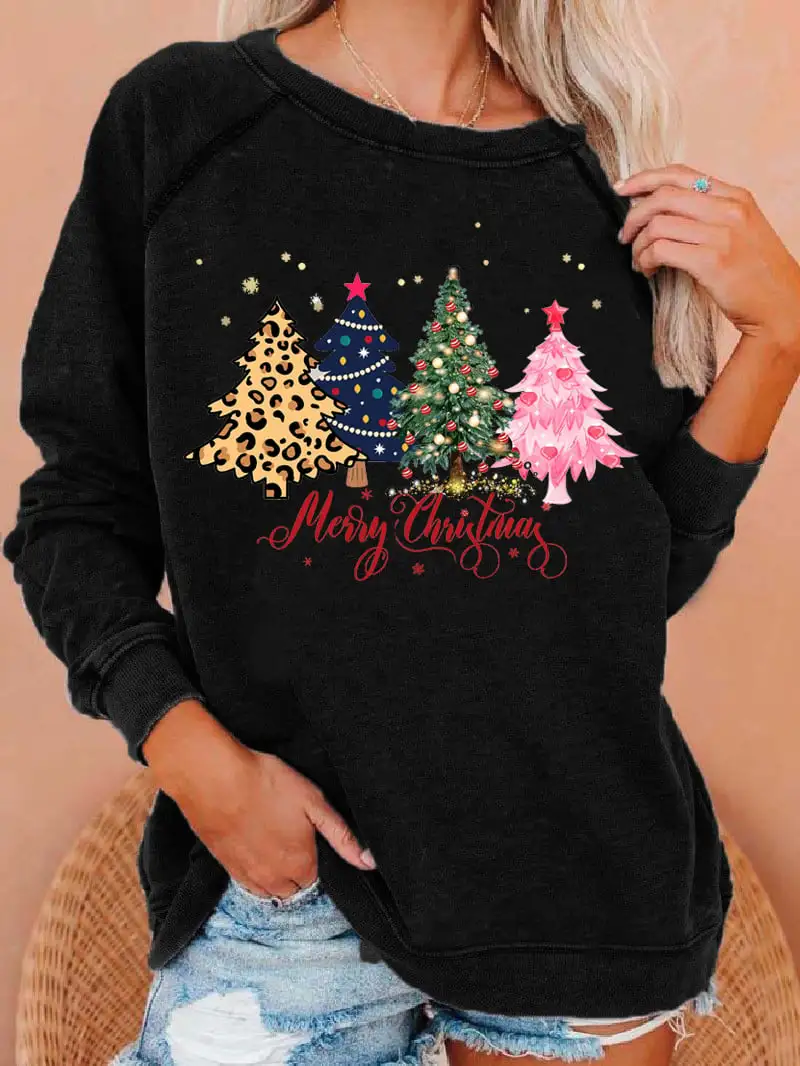 Women's   Tree Merry   Print Sweatshirt