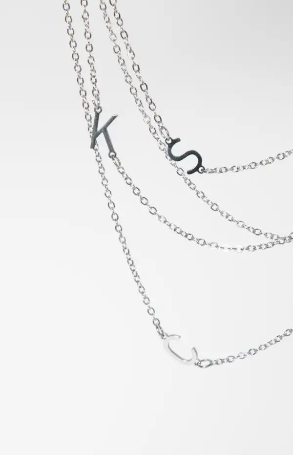 Icy Elegance SIlver Stainless Steel Initial Necklace