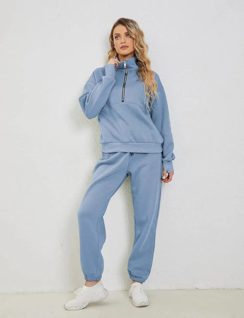 2 Piece Half Zip Sweatsuits Fleece Sweatshirt and Joggers Set Tracksuit