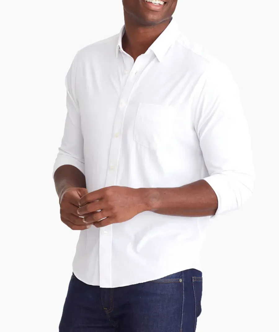 White Casual Style Men Blouse