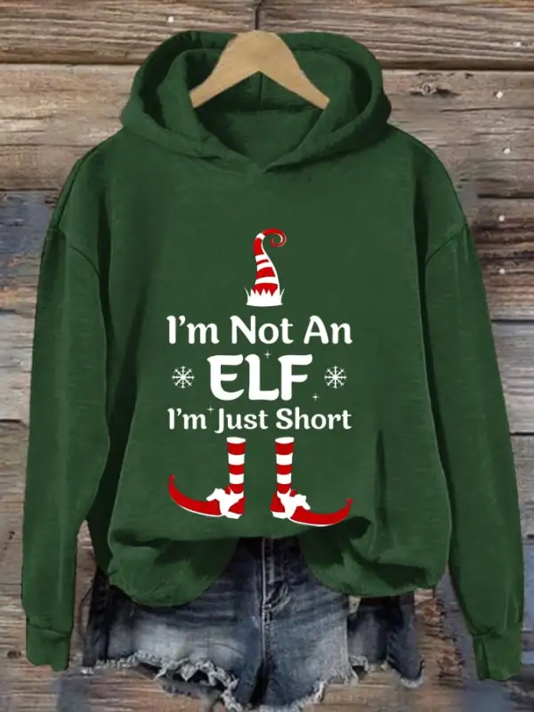 Women's I'm Not An Elf I'm Just Short Funny Christmas Print Casual Sweatshirt