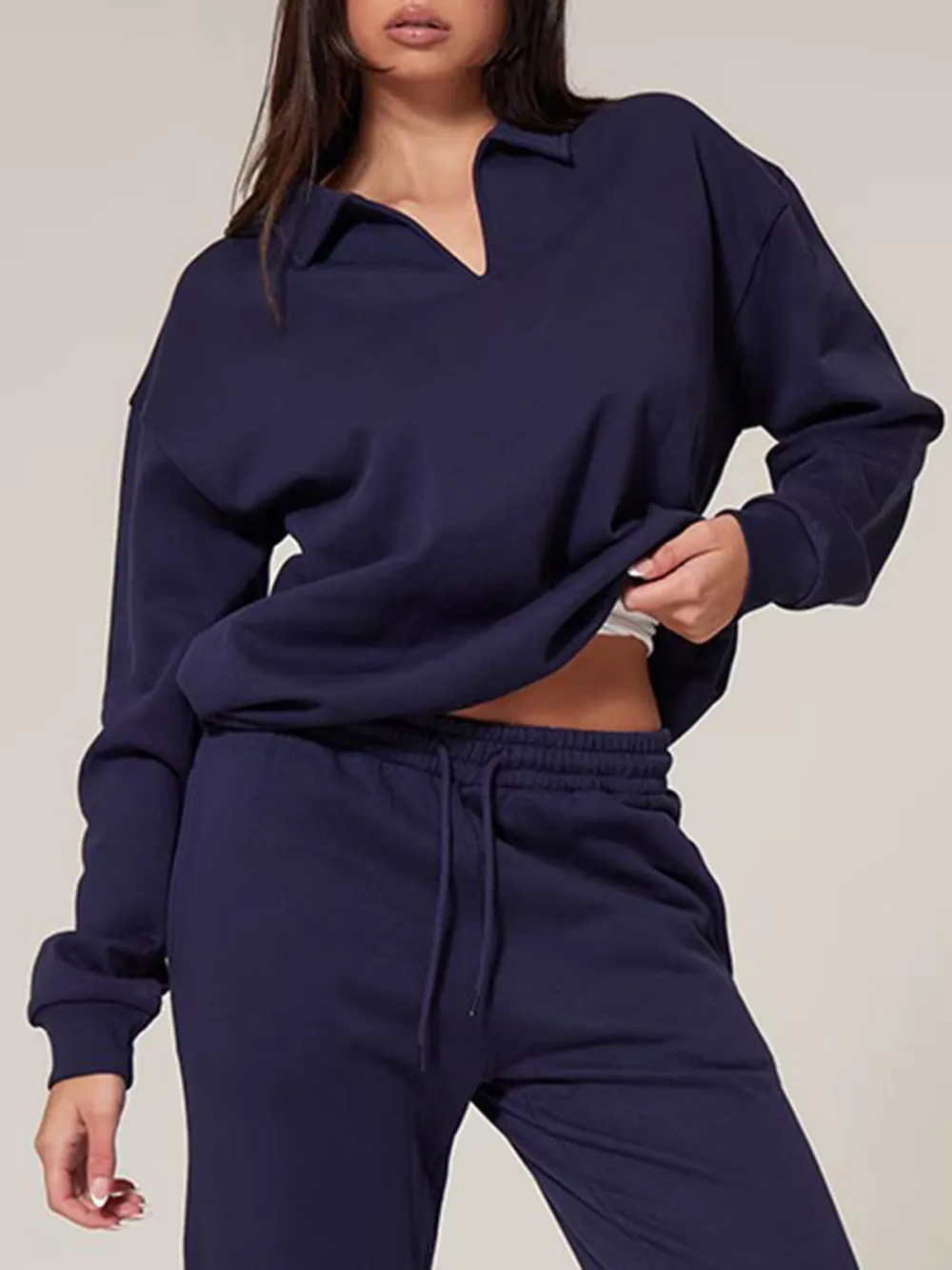 Navy Premium Collared Oversized Sweatshirt