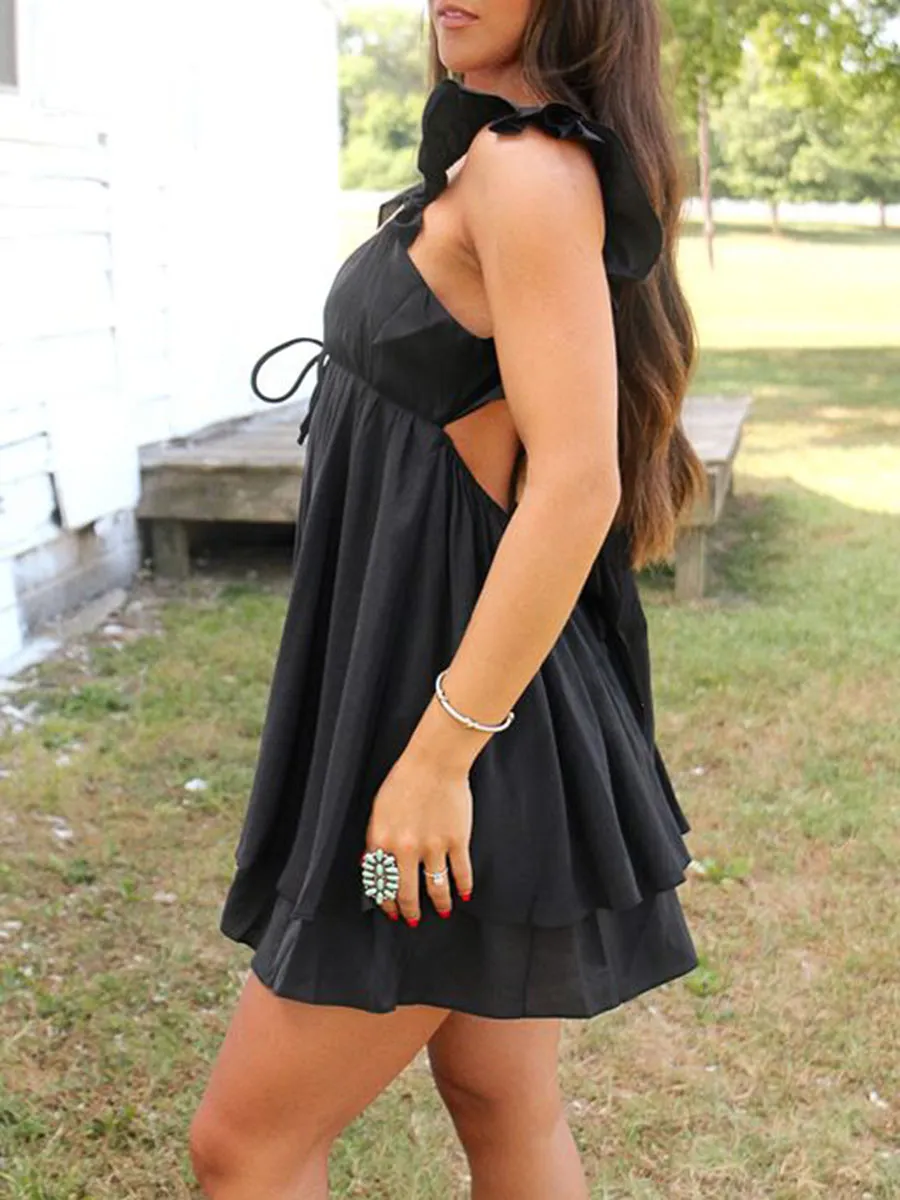 Black Ruffle Mini Dress