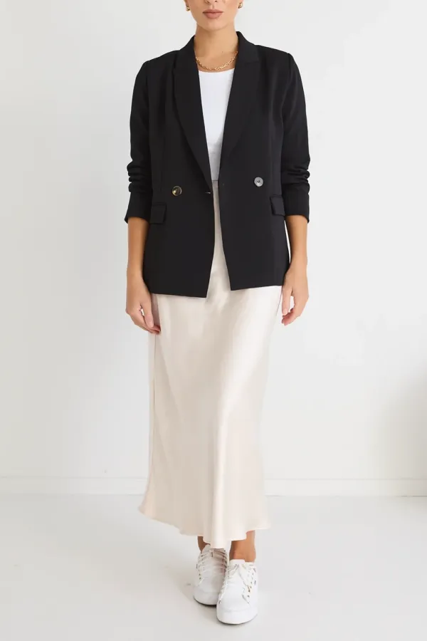 Cooper Black Crepe Boyfriend Semi Fitted Blazer