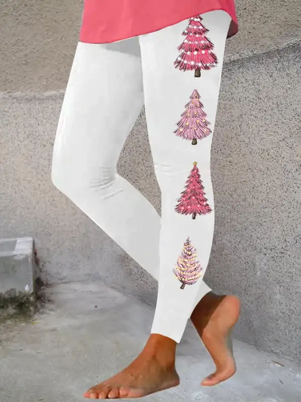 Women's Pink Tree Print Leggings