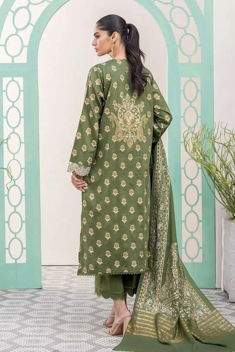 3 Piece Kurta Embroidered | Dupatta& Bottom & Tops | Color green