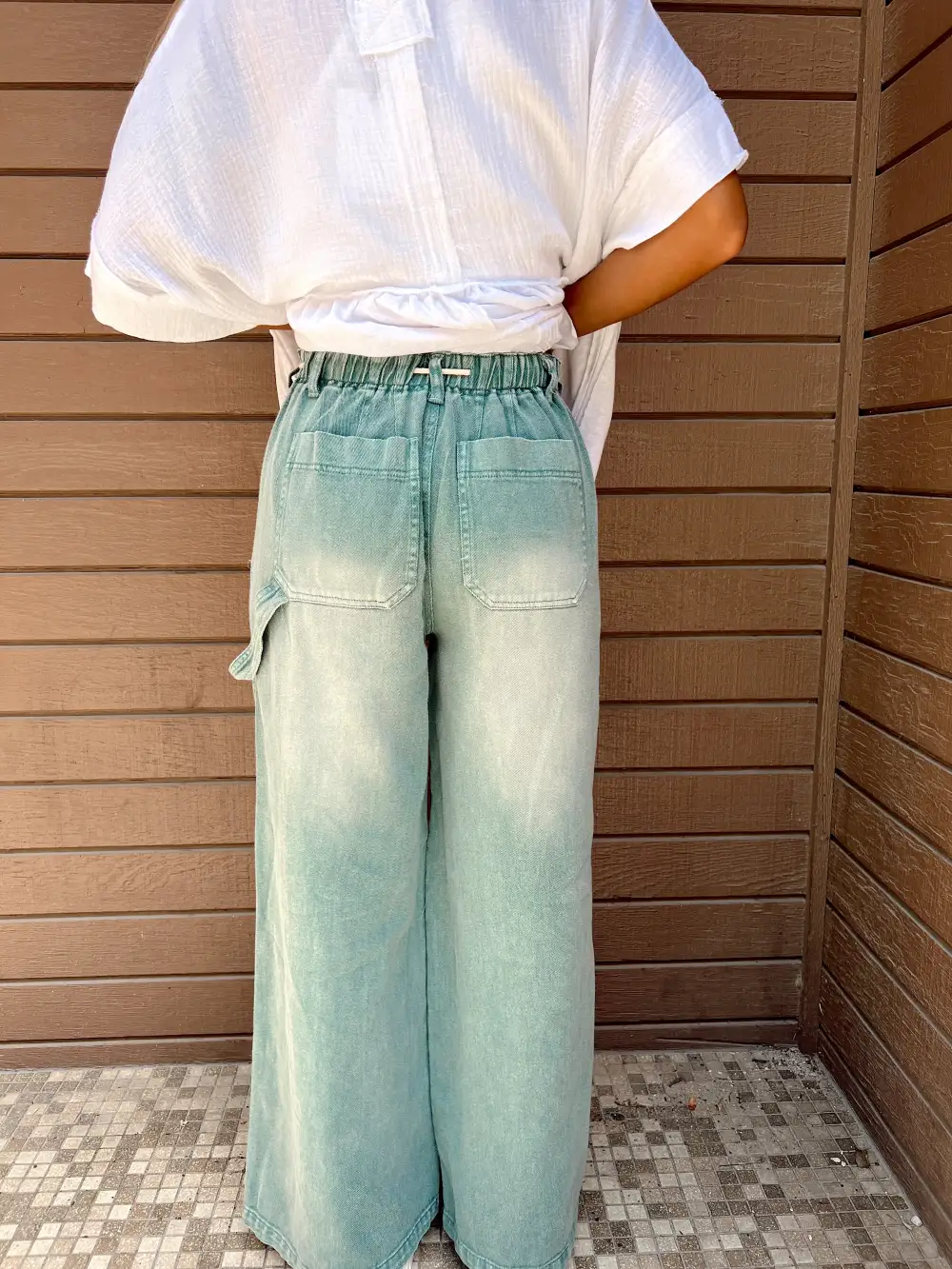 Just Dance Washed Teal Denim Pants