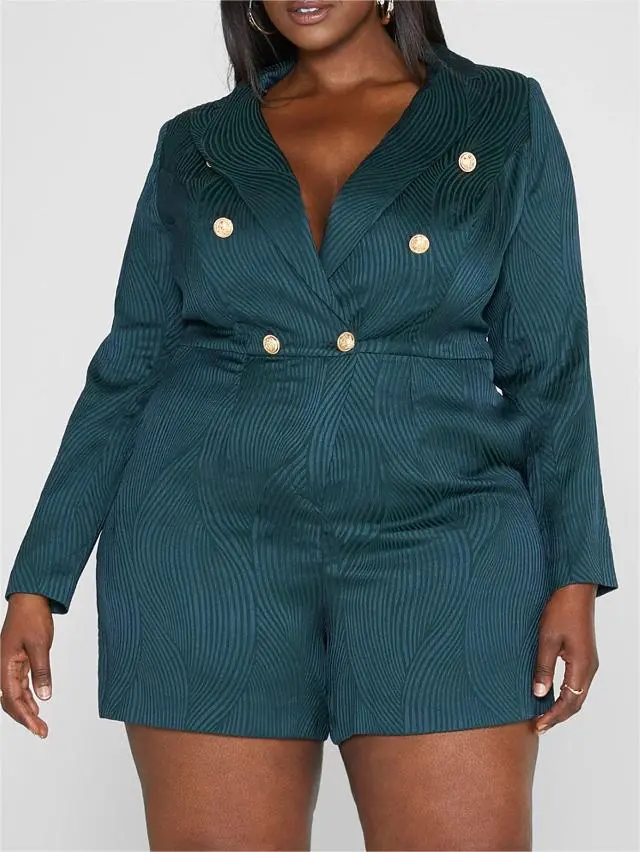 Kira Textured Double Breasted Romper