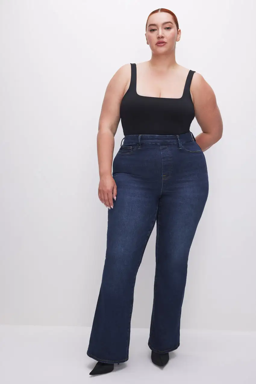 POWER STRETCH PULL-ON FLARE JEANS