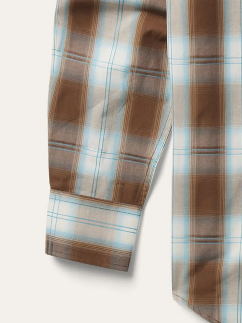 Men's Sand Ombre Plaid Western Shirt