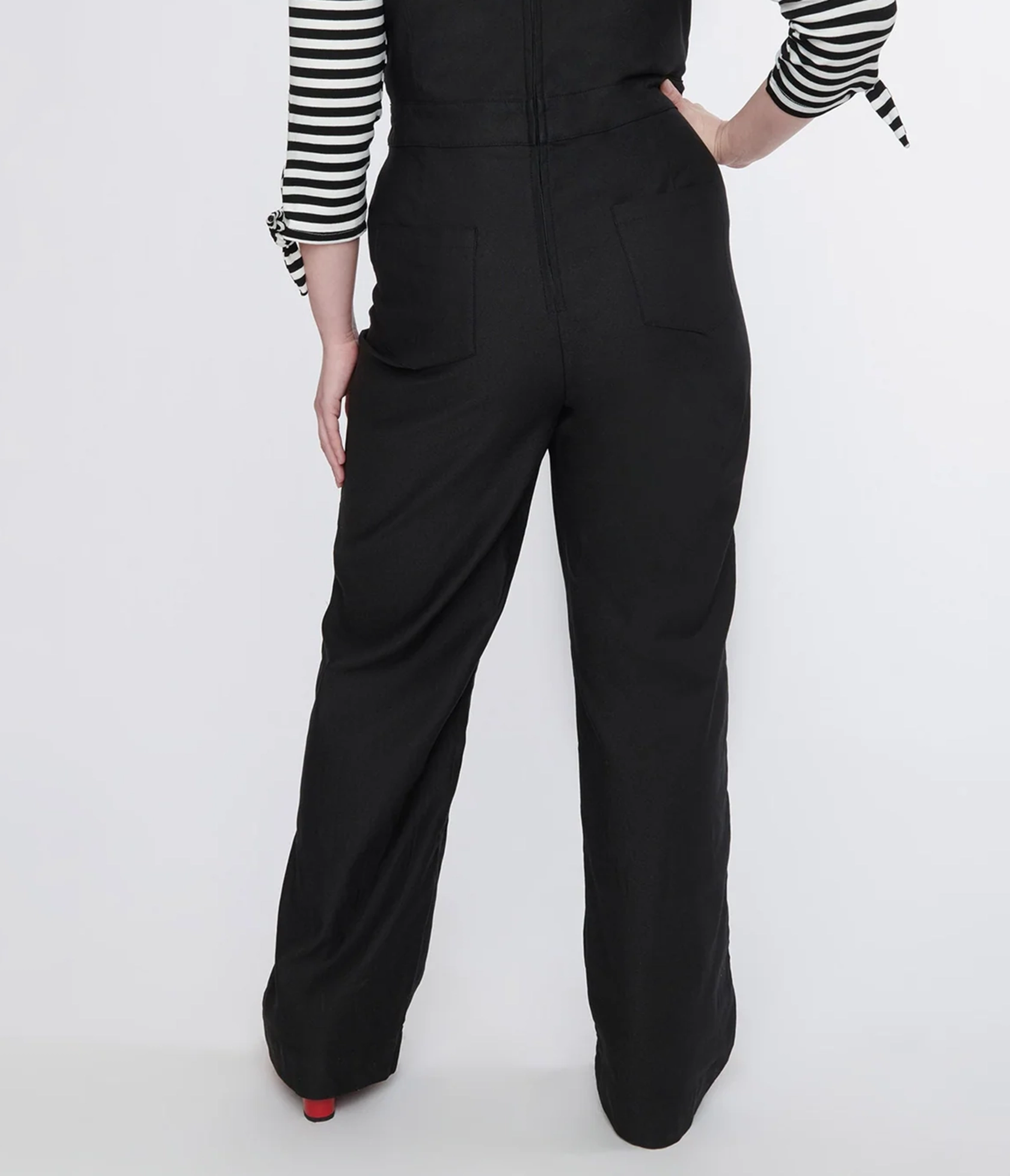 Unique Vintage Plus Size 1950s Black Wide Leg Overalls