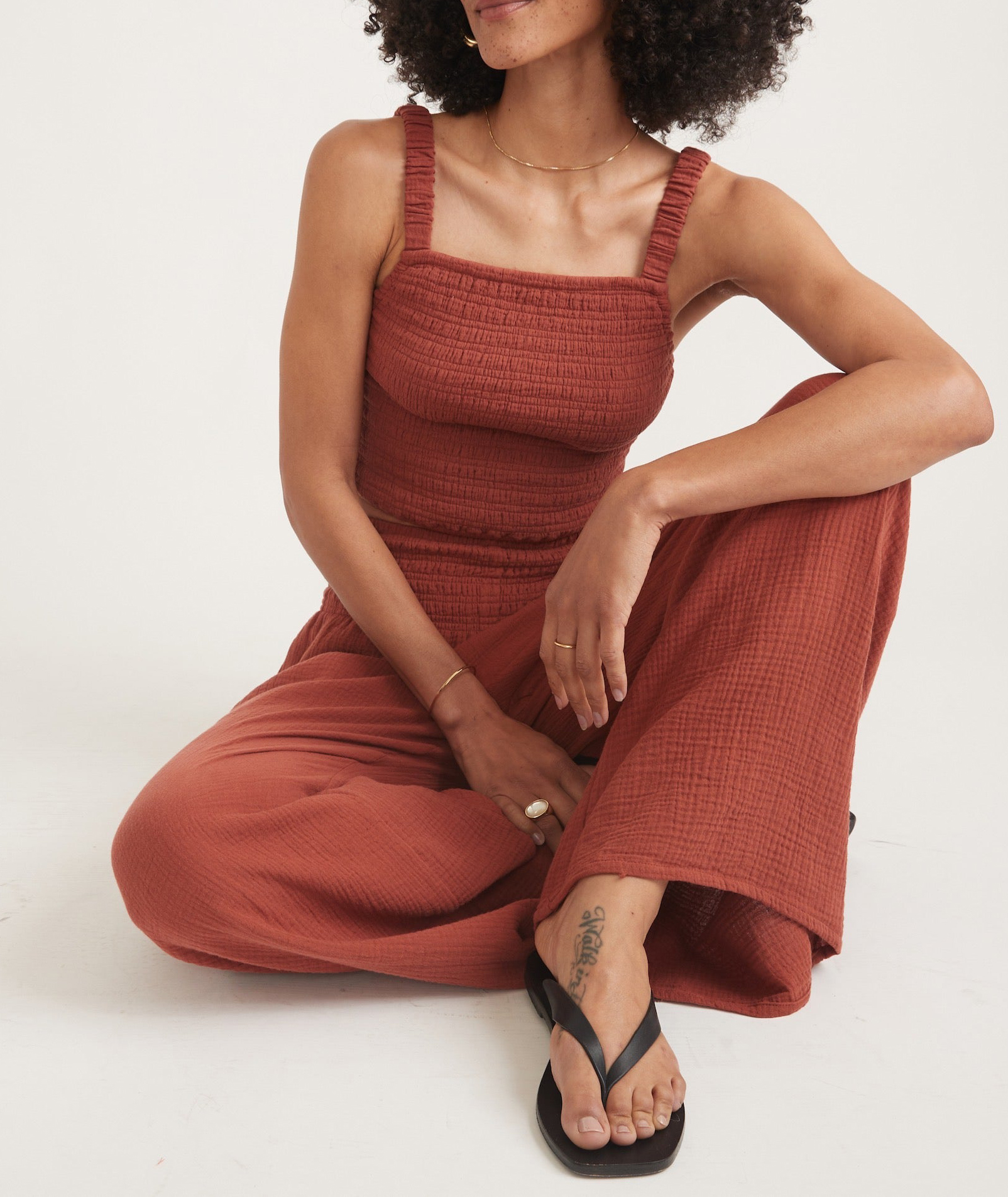 Rust Double Cloth Palazzo Pant