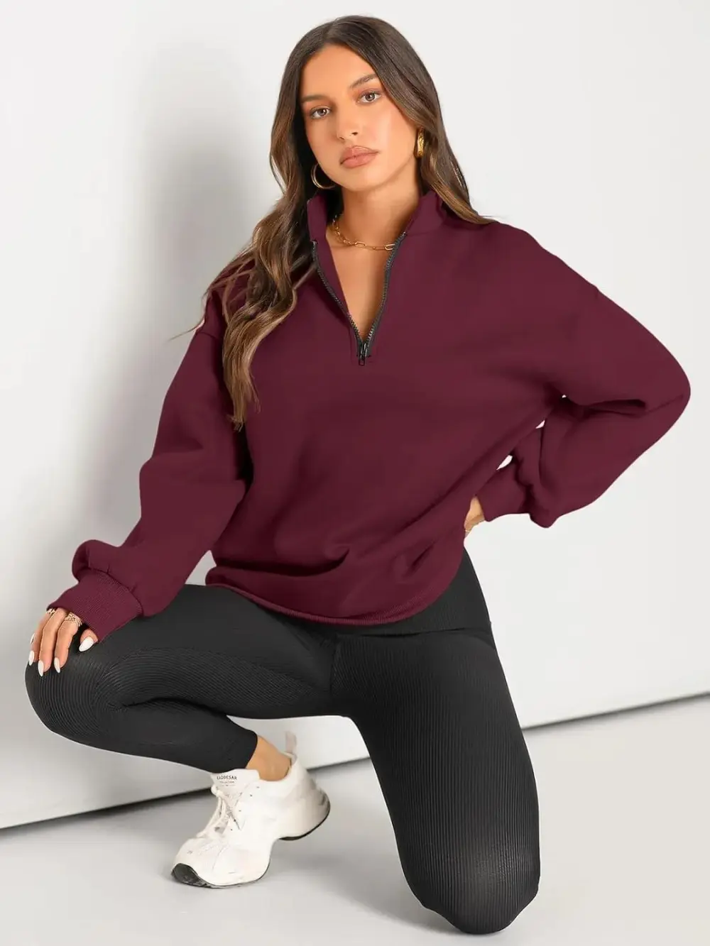 Oversized Sweatshirts Half Zip Pullover Long Sleeve