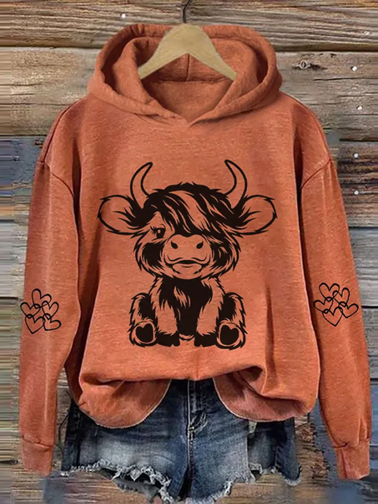 Women's Highland Cow Casual Hoodie