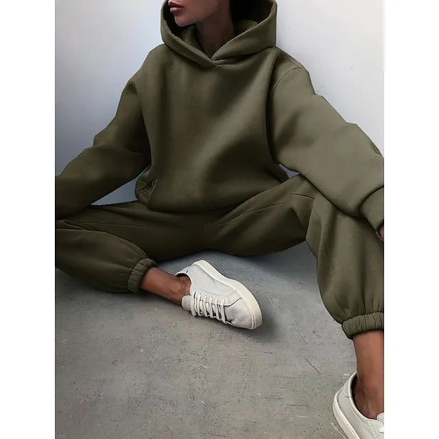 Women's Tracksuit Sweatsuit 2 Piece Street Winter Long Sleeve Fleece Thermal