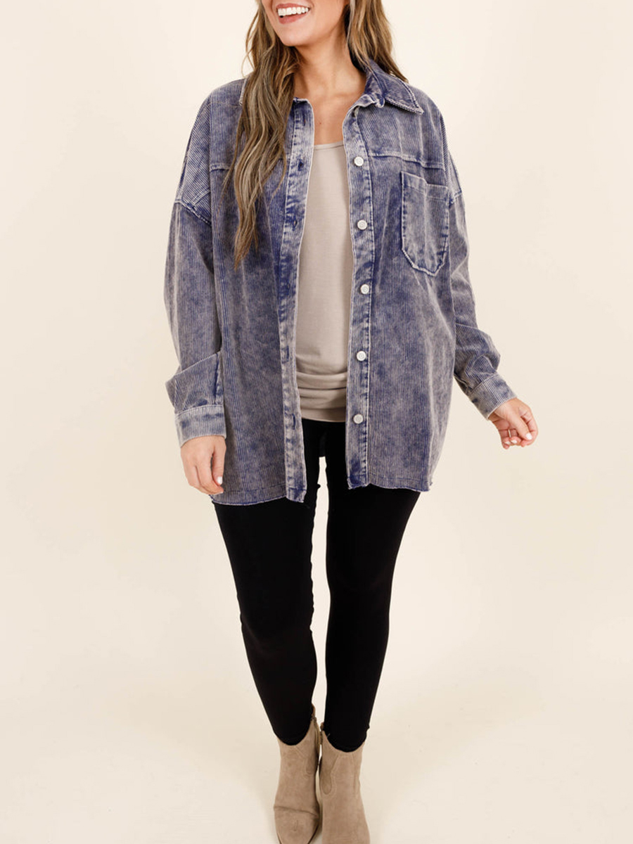 Dark blue pocket button denim jacket