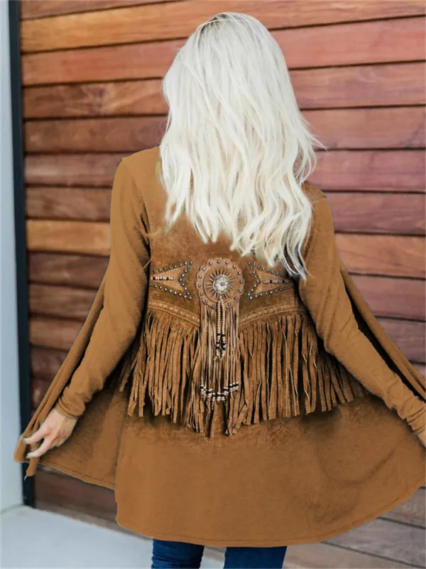 Western Turquoise Leather Art Comfy Cardigan